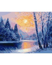Set de pictură pe numere Ideyka - Seară de iarnă, 40 x 50 cm -1