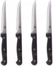 Set cuțite pentru friptură și pizza MasterChef - 4 buc, negru/oțel inoxidabil