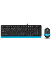 A4tech F1010 Fstyler Set cu cablu tastatura si mouse, USB, negru/albastru -1