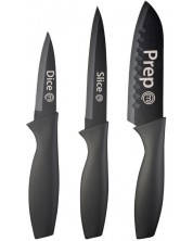 Set de cuțite MasterChef - 3 piese, oțel, PP-TPR, negru