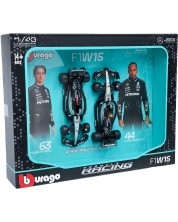 Set de mașinuțe metalice Bburago - Mercedes GP W15, F1, 1:43, 2 bucăți