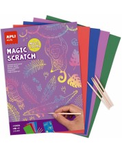 Set de cărți de răzuit Apli Kids Scratch Cards - 8 cărți colorate și 4 bețe de lemn