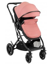 Cărucior combinat 3 în 1 KikkaBoo - Alba cu scaun convertibil, roz