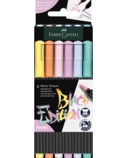 Set de markere Faber-Castell Black Edition - 6 culori pastelate