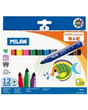 Set carioci Milan - Maxi Super Washable, 12 culori