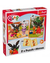 Set puzzle și joc de memorie Trefl 2 în 1 - Bing și prietenii lui -1