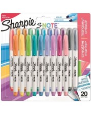 Set markere permanente Sharpie - S-Note, 20 culori