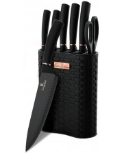 Set de 5 cuțite și foarfeci Berlinger Haus - Black Rose Gold Collection, cu suport, negru -1