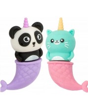 Set de gume de șters parfumate Kidea - Mermaids panda și pisică, 2 bucăți -1