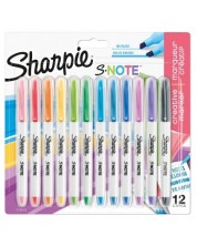 Set markere permanente Sharpie - S-Note, 12 culori -1