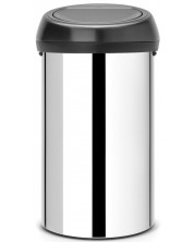 Coș de gunoi cu capac din plastic Brabantia - Touch Bin, 60 l, Brilliant Steel -1