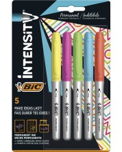 Set markere permanente BIC - Intensity, 1.8 mm, 5 culori intense -1