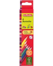 Un set de creioane triunghiulare colorate Herlitz - 6 culori -1