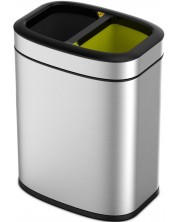 Coș de gunoi pentru colectarea selectivă EKO Europe - Oli-Cube, 2 x 10 L, crom -1