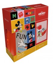 Set sticlă și cutie pentru mâncare Disney - Micky Mouse, roșu