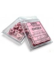 Set zaruri Chessex Opaque Pastel - Pink/black, 10 bucati