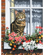 Set de desen pe panza Royal - Pisica la fereastra, 23х30 cm -1