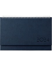 Calendar de birou din piele Kazbek - Albastru, 2024