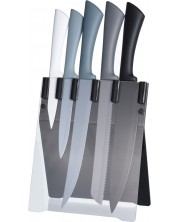 Set de 5 cuțite de bucătărie H&S - cu suport, multicolor