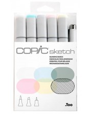 Set de markere Too Copic Sketch - Amestecare de bază, 5 culori + 1 multi liner -1