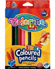 JUMBO creioane colorate triunghiulare - Set 6 culori si ascutitoare