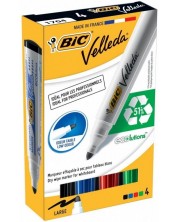 Set markere pentru tablă albă BIC - Velleda, varf rotund, 5 mm, 4 culori -1