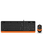 A4tech F1010 Fstyler Set cu cablu tastatura si mouse, USB, negru cu portocaliu -1