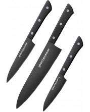 Set de 3 cuțite Samura - Shadow, acoperire neaderentă neagră