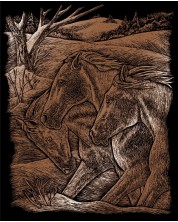 Set de gravură Royal Copper - Trio de cai, 20 x 25 cm -1