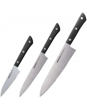 Set de 3 cuțite de bucătărie Samura - Harakiri, mâner negru