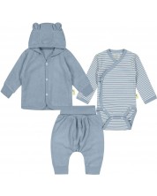 Set Bio Baby - Pulover, pantaloni și body, 68 cm, 4-6 luni, albastru -1