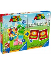 Set de 3 puzzle-uri si joc de memorie Ravensburger - Super Mario 