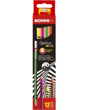 Set creioane din grafit Kores - Neon, 12 piese -1