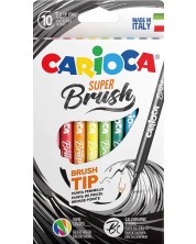 Set carioci cu pensula Carioca Super Brush - 10 culori