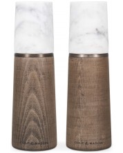 Cole & Mason set moară de sare și piper - Marmură, 18,5 x 6 cm, lemn și marmură albă