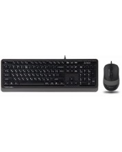 A4tech F1010 Fstyler Set cu cablu tastatura si mouse, USB, negru si gri -1