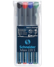 Set de 4 markere Schneider permanente OHP Maxx 220 S, 0,4 mm