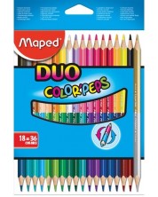 Set creioane colorate Maped Color Peps - Duo, 18 bucati, 36 culori
