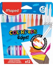 Set carioci Maped Color Peps Oops - 10 culori + 2 care se șterg -1