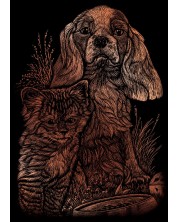 Set de gravură Royal Copper - Câine și pisicuță, 13 x 18 cm