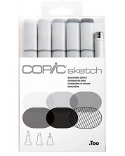 Set de markere Too Copic Sketch - Gri pentru schiță, 5 bucăți + 1 multi liner