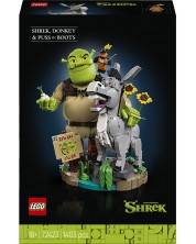 Set de construcție LEGO Shrek – Shrek, Măgarul și Motanul Încălțat (72423)