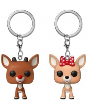 Set de brelocuri de chei Funko Pocket POP! Animation: Rudolph The Red-Nosed Reindeer - Rudolph and Clarice