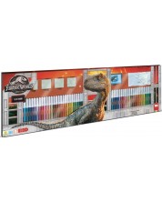 Set de desen Multiprint - Jurassic, 4 ștampile și 60 de creioane fetru