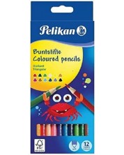Un set de creioane triunghiulare colorate Pelikan - 12 culori
