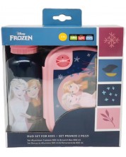 Set sticlă și cutie de mâncare Disney - Frozen, roz -1