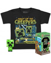 Set Funko POP! Collector's Box: Games - Minecraft - Creeper albastru (strălucește în întuneric)