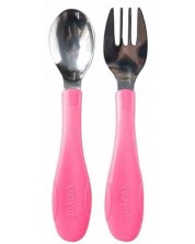 Set furculiță și lingură BabyJem - Pink -1