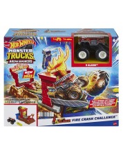 Set Hot Wheels Monster Trucks - Fire Crash Challenge, Arenă mondială -1
