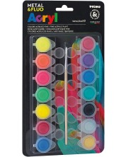 Set de vopsele acrilice Primo H&P - 14 culori x 4,5 ml, cu pensulă -1